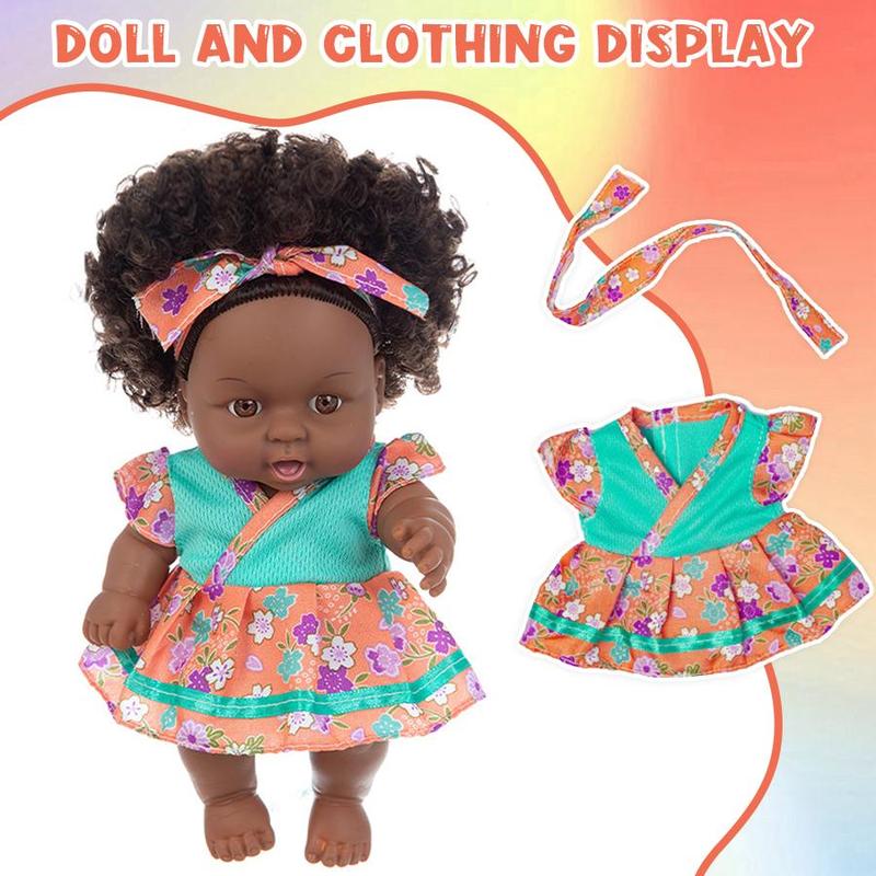 8 Inch Black Hot Doll, Cute Doll with Clothing Display, Lovely Birthday Gift, Companion Gift