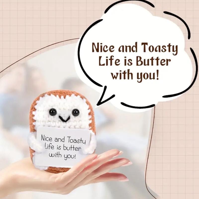 Positive Pocket Gift, Toasty Life Is Butter, Cute Crochet Hand-Knitted, Inspirational Emotional Support Novelty Ornament