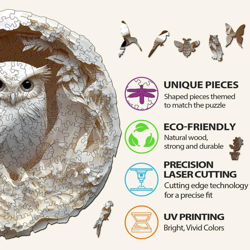 3D Paper Carved Owl Wooden Jigsaw Puzzle 3d  wooden