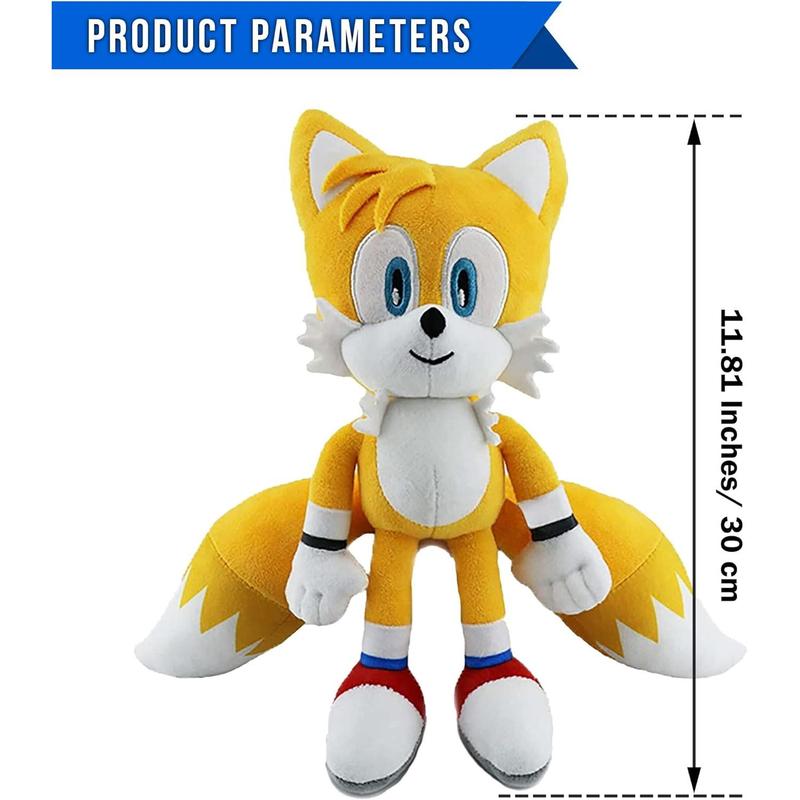 Yellow Sonic Plush Action Figure Animal Hedgehog Super Sonic Ray Flying Squirrel Movie Plush Gift Plush for Kids Boys & Girls Sonic The Hedgehog Toy Tails Plush, Knuckles Plush 12 Inches-