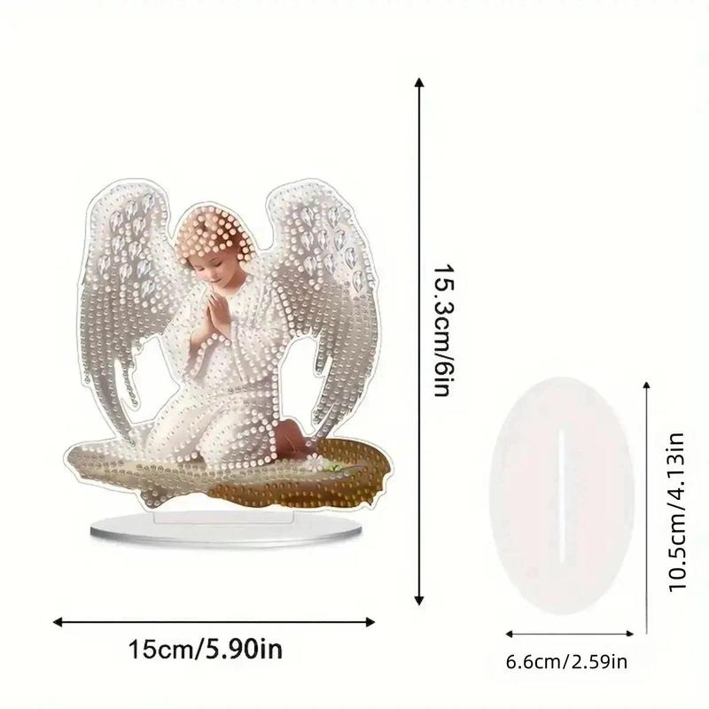 Angel Design 5D Diamond Arts Colorful Painting Table Ornament, 1 Count DIY Diamond Arts Colorful Painting By Digital Kit, DIY Decorative Art Craft for Home Decor