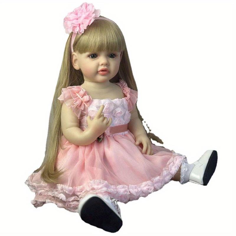 55cm Life-like Reborn Baby Girl Doll, 1 Count Realistic Girl Doll with Long Hair, Birthday Gift for Girls, Winter Kids Gift, Christmas Gift