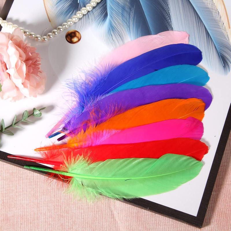 120pcs Mix Colur Goose Feathers Natural bulk 6-8 inch 15-20cm for Crafts DIY Cosplay Wedding Party Halloween Decoration Goose Nagoire Feathers