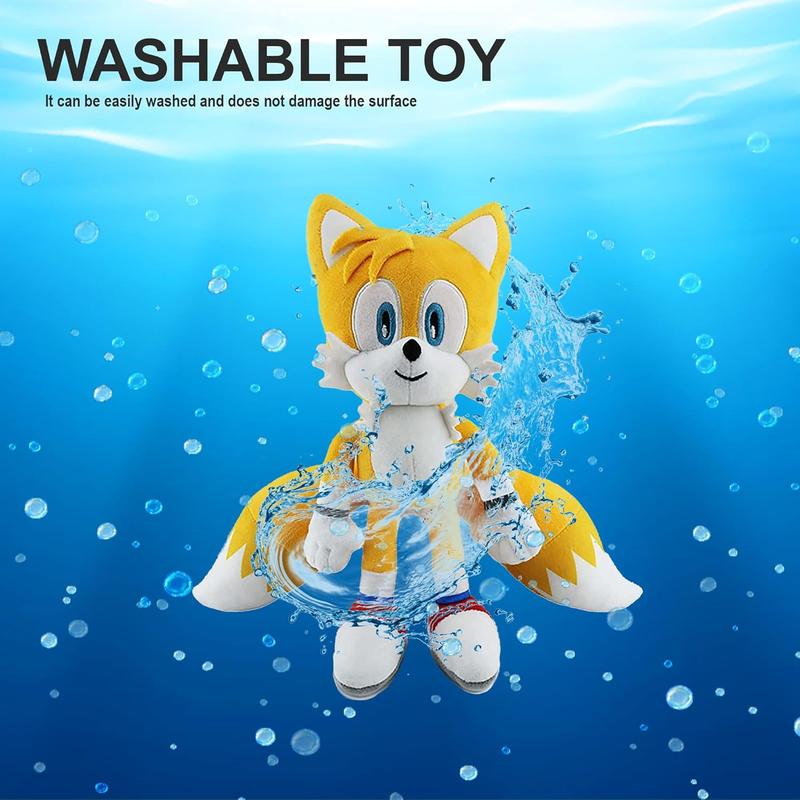 Yellow Sonic Plush Action Figure Animal Hedgehog Super Sonic Ray Flying Squirrel Movie Plush Gift Plush for Kids Boys & Girls Sonic The Hedgehog Toy Tails Plush, Knuckles Plush 12 Inches-