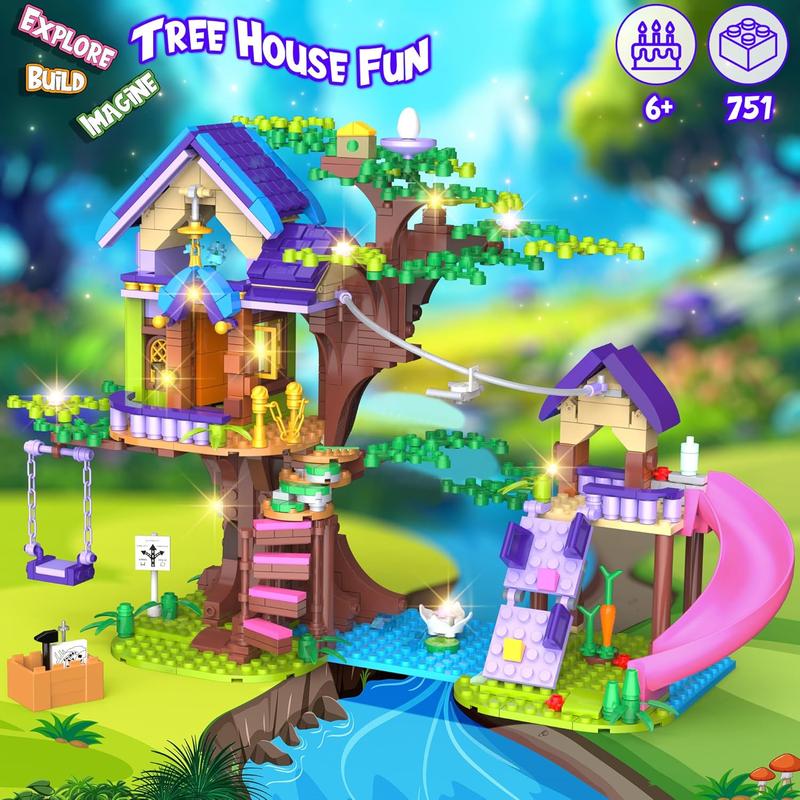 Treehouse Building Set for Kids - 751 count STEM Friendship Tree House Building Kit - Creative Forest Toy Gift for Birthday Christmas Girls Boys 6 7 8 9 10 11 12