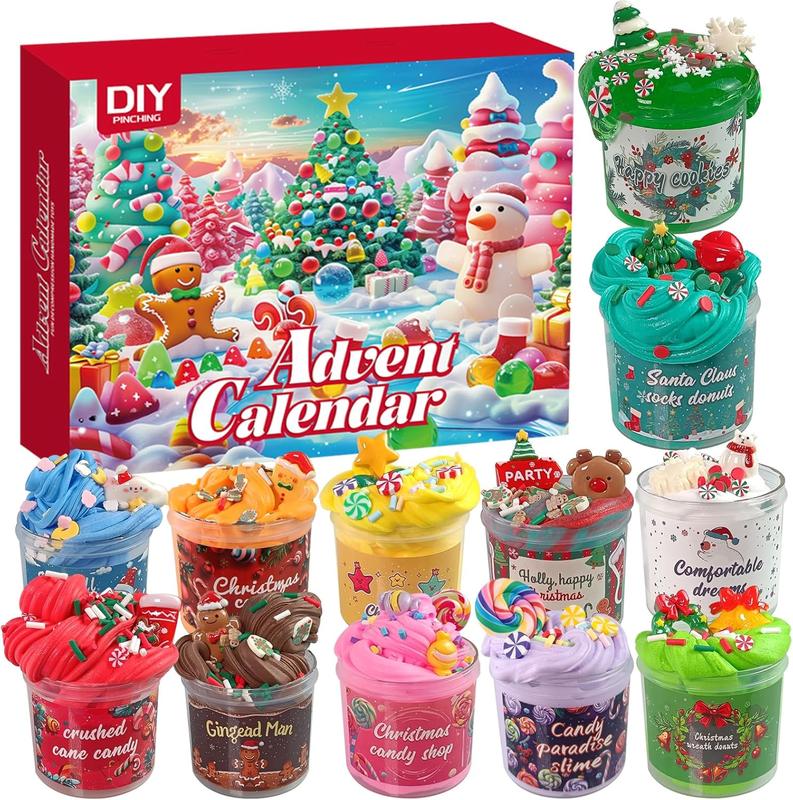 Slime Advent Calendar 2024 Butter DIY Kit Christmas Gifts 24 Days Christmas Countdown Calendar Party Favors for Kids Stress Relief Toys Thanksgiving