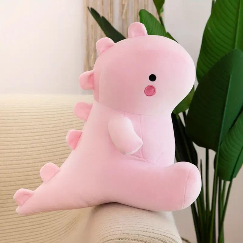 Pink dino throw pillow  doll and stuffed toys cute shy pink dino