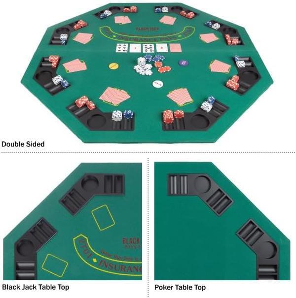 Poker Deluxe Poker & Blackjack Table Top w Case Green