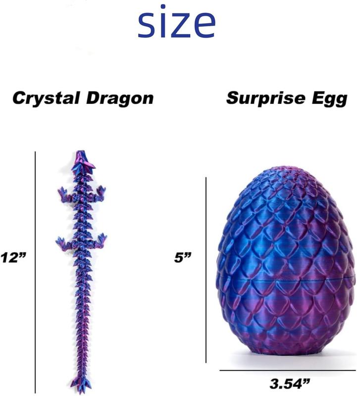 3D Printed Dragon Egg Toy, Surprise Dragon Eggs with Dragon Inside, Executive Dragon Fidget Desk Toys Easter Eggs,3D Printed Dragon Egg Fillers,Mystery Articulated Crystal Dragon Eggs with Dragon Inside,for Gifts, Home, Office Decor