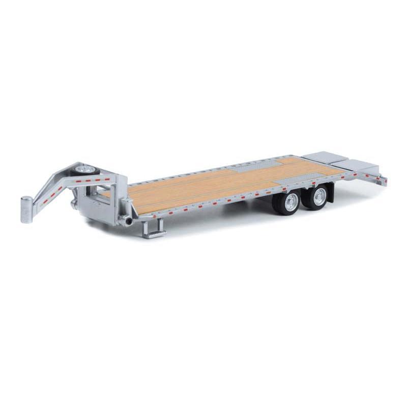 Gooseneck Trailer - Primer Gray w  Red and White Conspicuity Stripes (Hobby Exclusive) Diecast 1:64 Model - Greenlight 30391