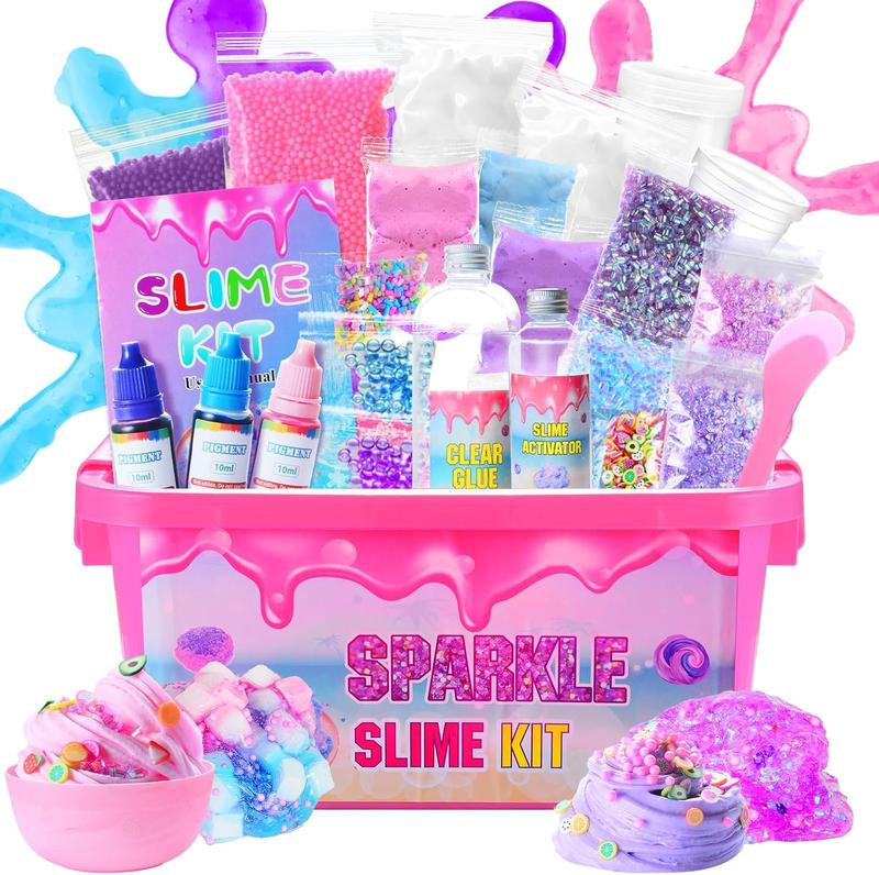 Christmas gift for kids Slime Kit Confetti Slime, Glimmer Crunchy Slime, Foam Slime, Jelly Cubes Slime, Stress Relief Toys