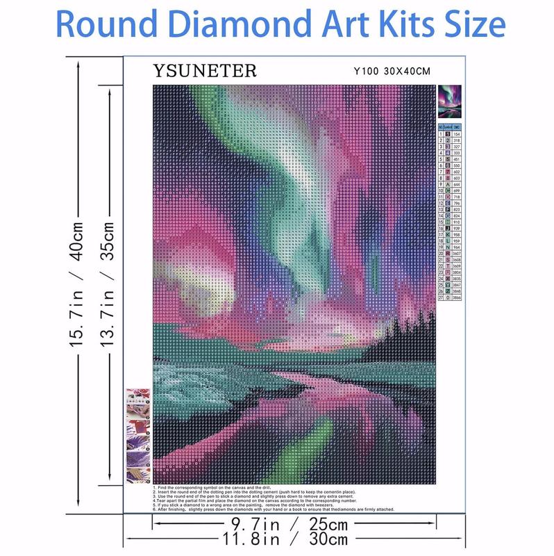 Aurora Diamond Art Painting Kits for Adults, Borealis Full Drill Diamond Dots Paintings for Beginners, Round 5D Paint with Diamonds Pictures Gem Art Painting Kits DIY Crafts Kits 12x16inch