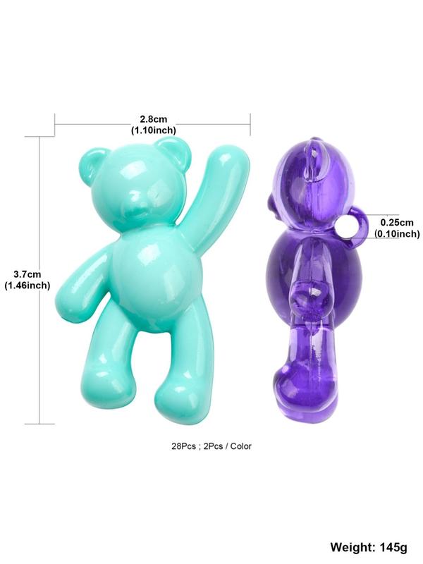 Cute Cartoon Bear Pendants (1 Box), Colorful Bear Pendants for Diy, Opaque & Transparent Acrylic Pendants for Women & Men, Perfect for Necklace and Bracelet Making