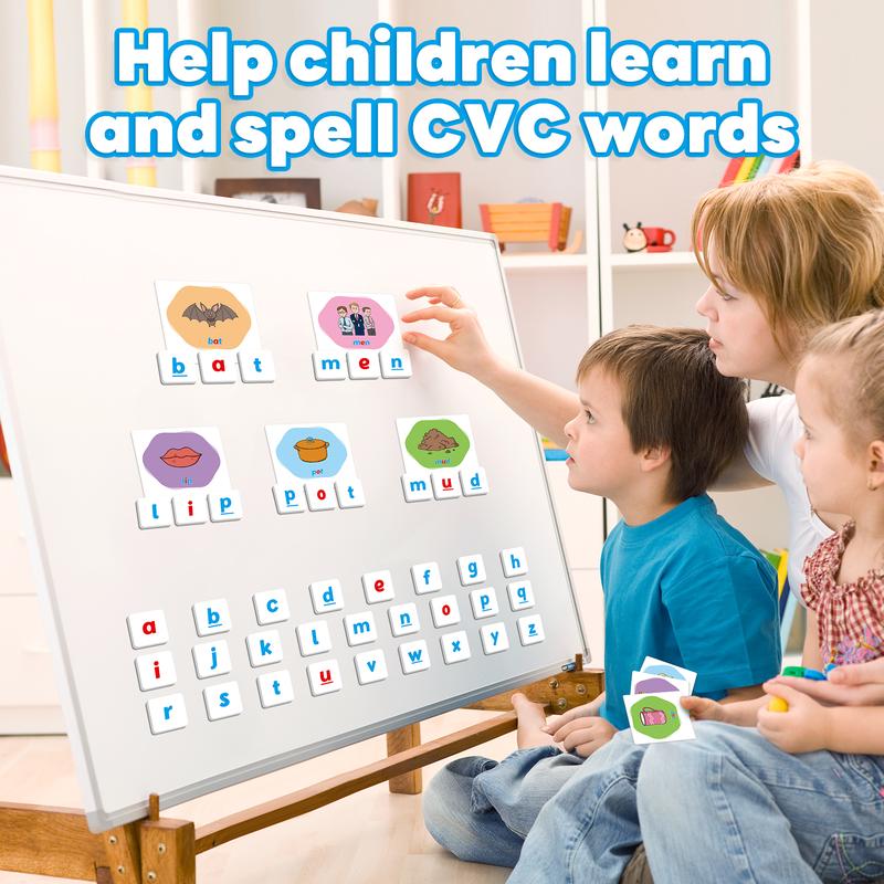 CVC Word Games, Magnetic Letters & Flash Cards, Phonics Games, Alphabet Learning Toys, Refrigerator Fridge Magnets, Phonics Learning Tools