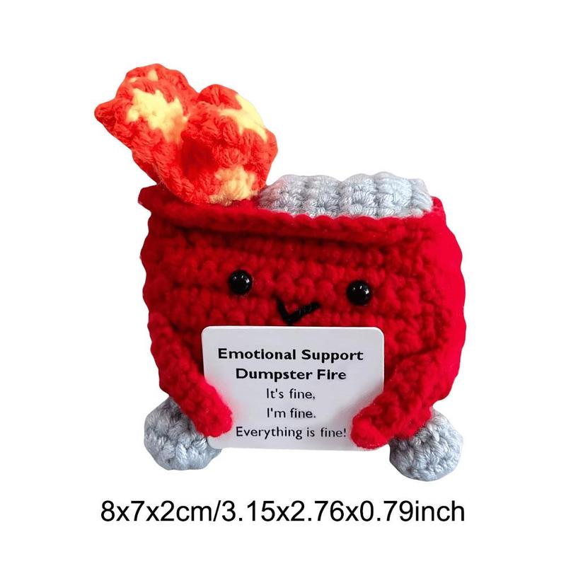 Emotional Support Dumpster Fire with Encouraging Card Positive Crochet Dumpster Fire Cute Funny Gifts for Friends Coworker