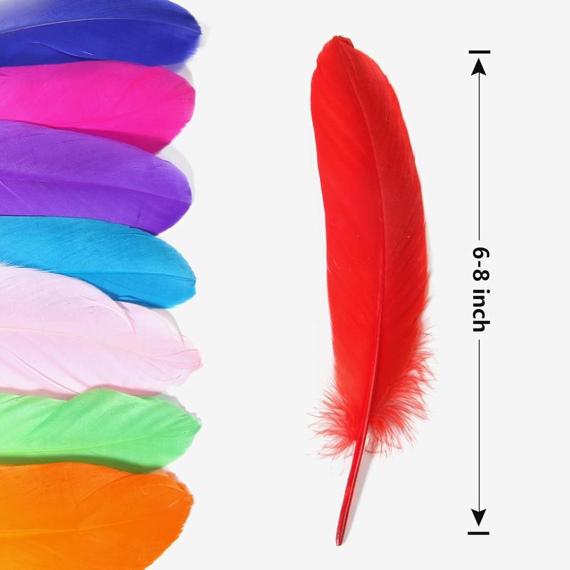 120pcs Mix Colur Goose Feathers Natural bulk 6-8 inch 15-20cm for Crafts DIY Cosplay Wedding Party Halloween Decoration Goose Nagoire Feathers