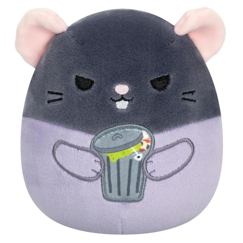 Squishmallows 5-Inch Select Series - Ralphie the Grey Rat Holding Trash Can