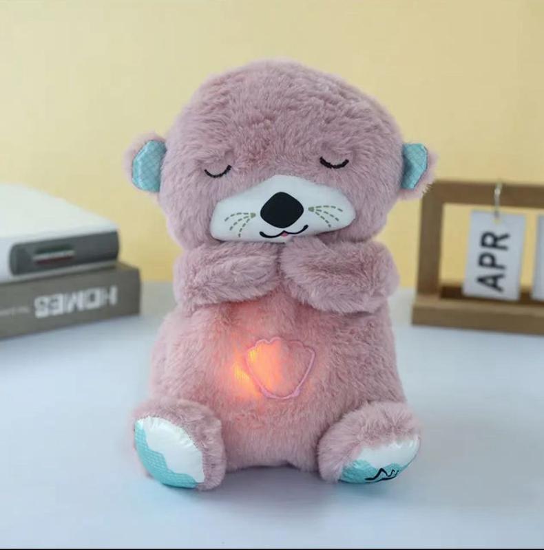 Soothe Snuggle Otter Plush toy, Soothing Breathing Puppy Stuffed Animal for Anxiety Adults and Kids, Sleeping Dog Plushies with Realistic Breathing Motion and Lights Music