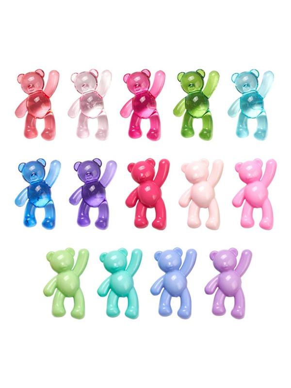 Cute Cartoon Bear Pendants (1 Box), Colorful Bear Pendants for Diy, Opaque & Transparent Acrylic Pendants for Women & Men, Perfect for Necklace and Bracelet Making