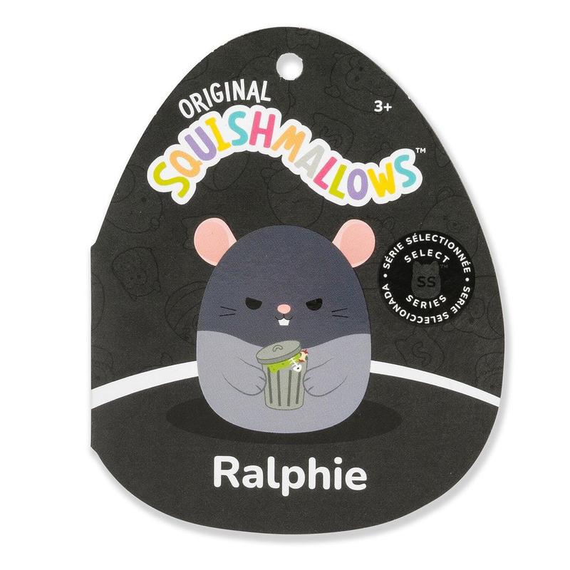 Squishmallows 5-Inch Select Series - Ralphie the Grey Rat Holding Trash Can