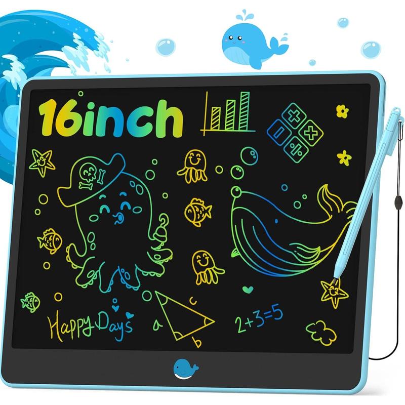 LCD Writing Tablet for Kids 16 Inch, Toys for Girls Boys Drawing Pad for 3 4 5 6 7 8 Year Old Kid, Toddler Magnetic Doodle Board Travel Essentials Christmas Birthday Gift for Children (Blue)