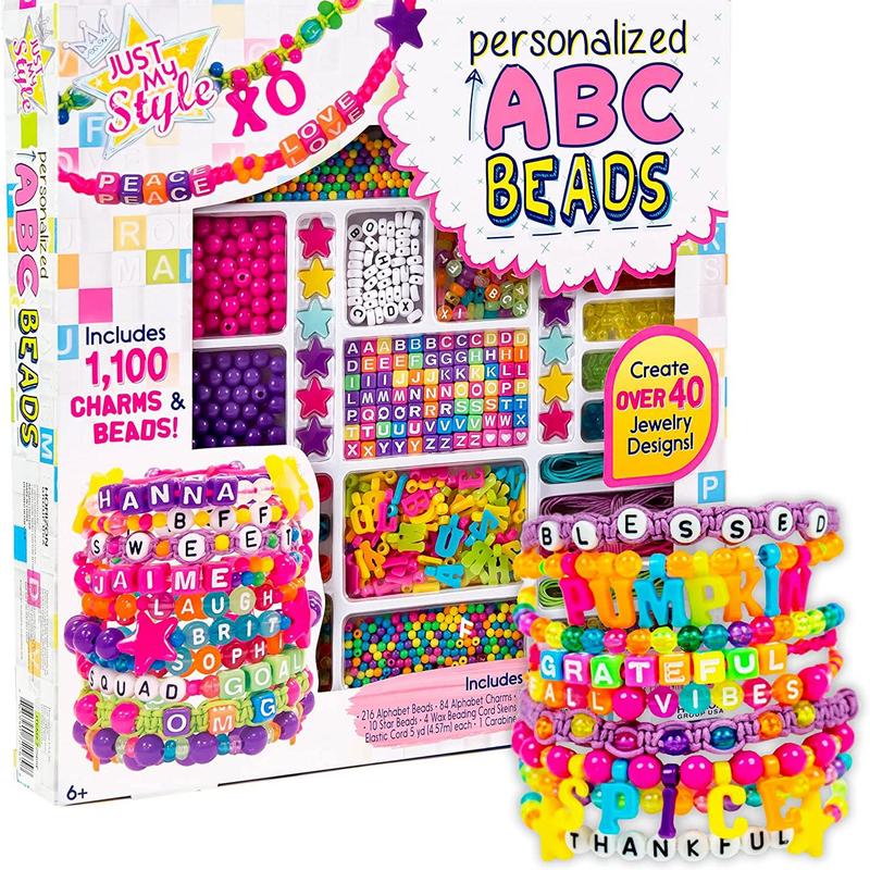 DIY Beading Kit, 1 Box Colorful Letter Beads & Thread & Accessories, Jewelry Making Supplies for Bracelet & Necklace Making