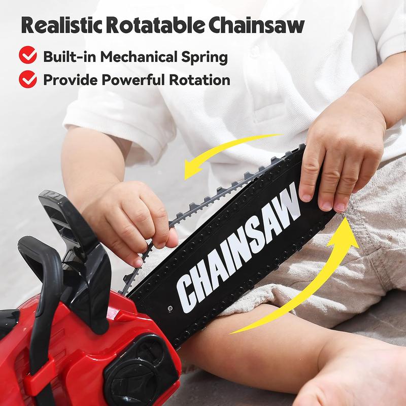 Chainsaw Toy  - Chainsaw Toy for Kids Power Tool Set with Realistic Sound, Pretend Play Kids Chainsaw Tool Set for Outdoor Gardening Play - kids toy for Boys Girls Ages 3-12 Years Old