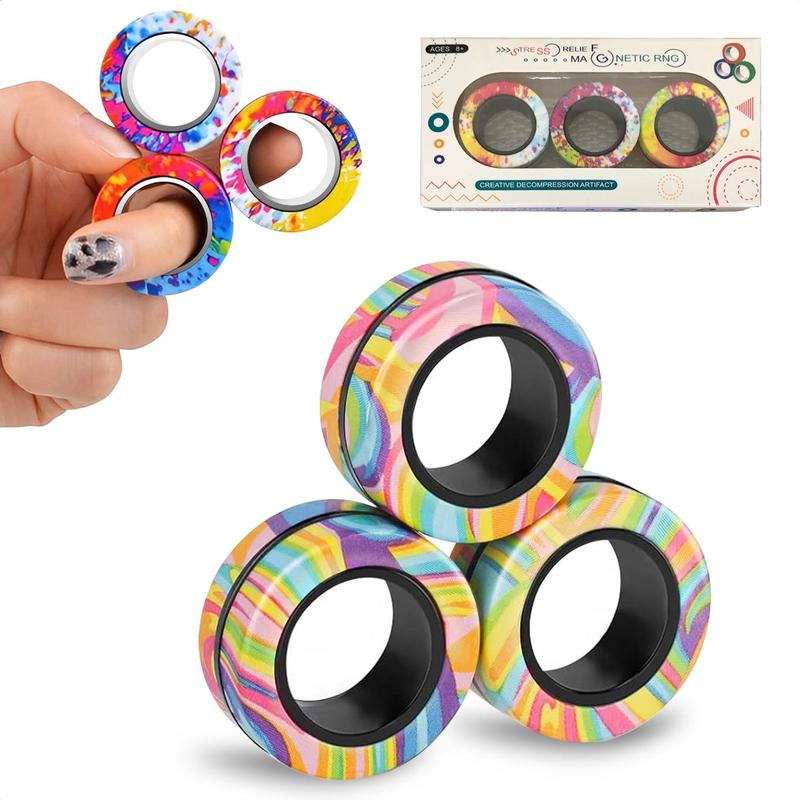 3PCS Rings Fidget Toy Set,Adult Fidget Spinner Rings for Anxiety Relief Therapy, Stocking Stuffers for Adults Men Teens, Gift for Boys Girls Kids