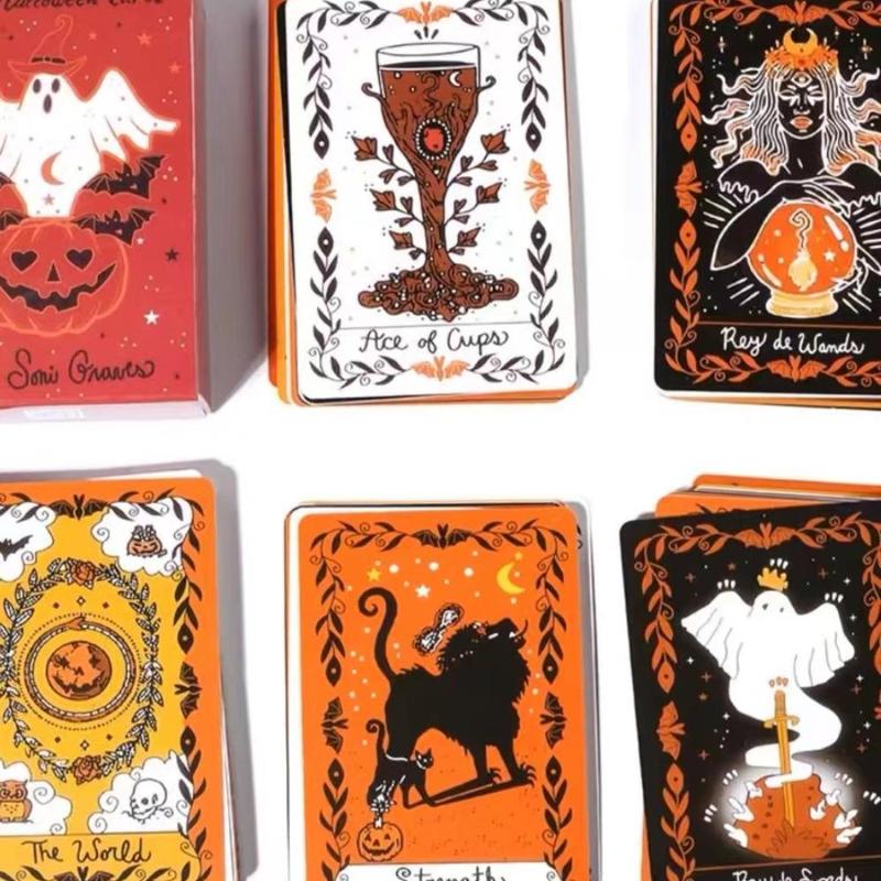 Halloween Themed Tarot Card Game, 1 Box Creative Party Game Card, Party Prop for Halloween Party Graduation Ceremony, Boyfriend Gifts, Gifts for Girlfriend