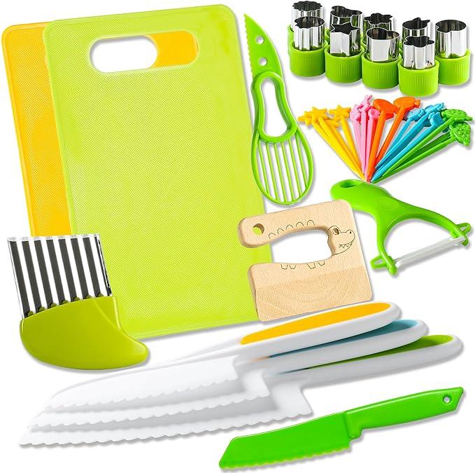 Real Kids Cooking Set: 13 17 28 Montessori Kitchen Tools For Kids, Boys, Girls, Gift Toys For 2 3 4 5 6 7 8 9 10 Year Old Boy Girl Birthday Christmas