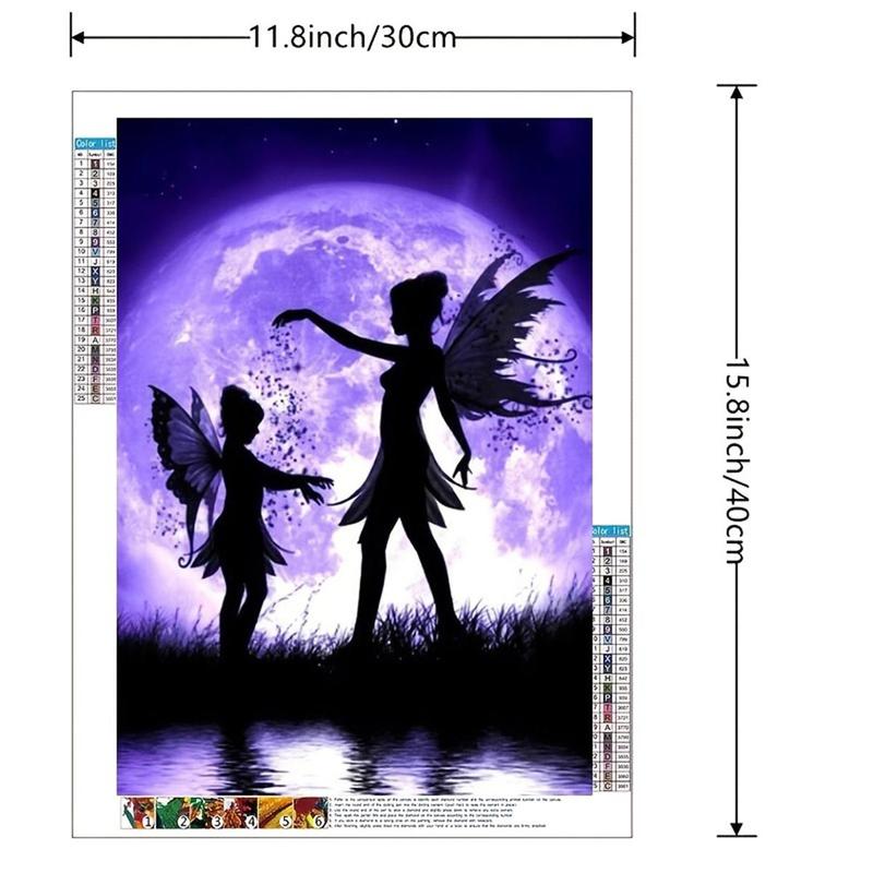 Fairy & Moon Pattern DIY Diamond Arts Colorful Painting Kit without Frame, DIY Decorative Art Picture for Beginner, Wall Art Decor for Home Living Room Bedroom