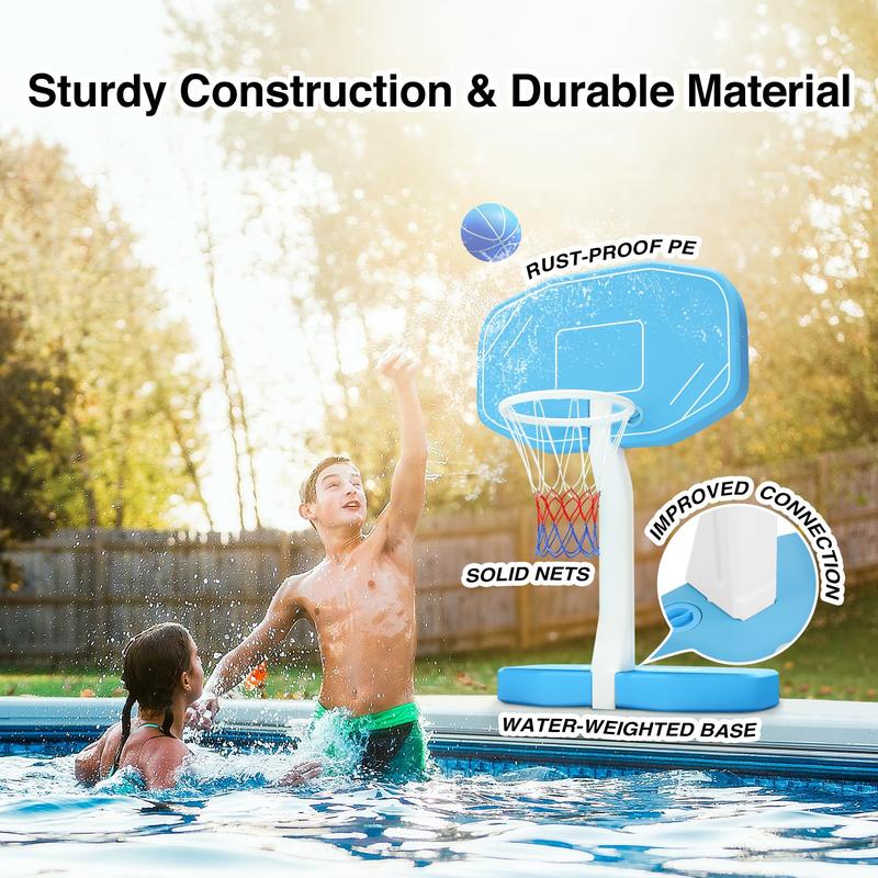 Pool Basketball Hoop & Pool Volleyball Net, 2 in 1 Pool Toys Pool Accessories Pool Games for Inground Pools, Swimming Poolside Basketball Set for Kids Adults