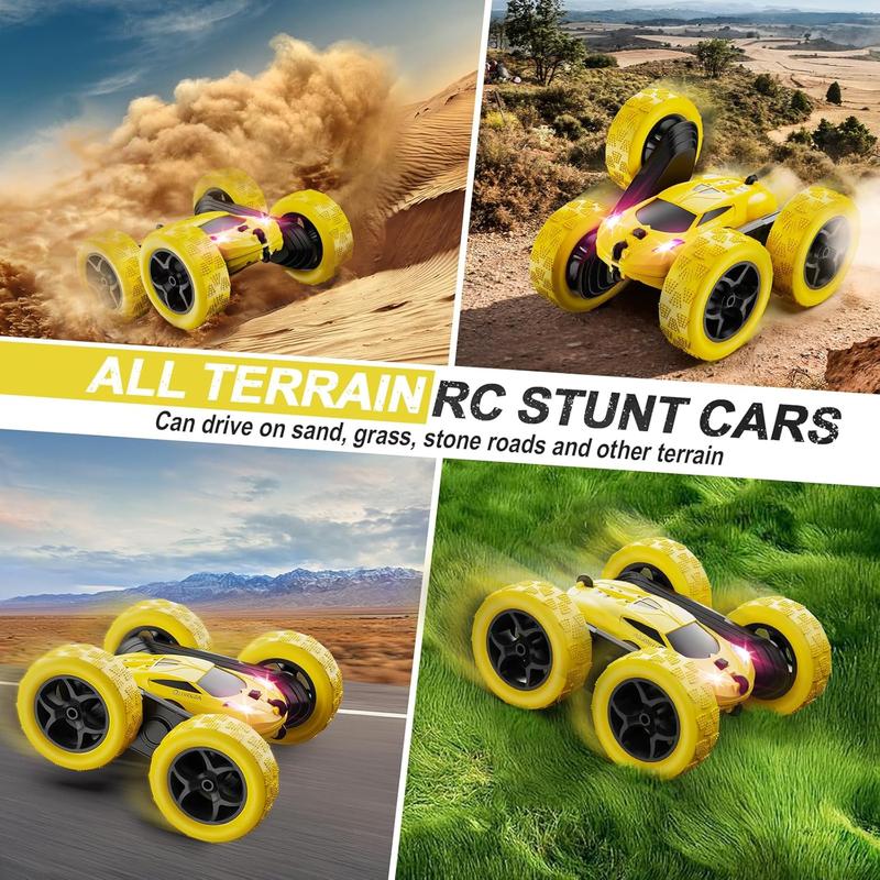 Remote Control Car, RC Car Toys for 6-12 Year Old Boys, Off Road RC Stunt Car 4WD 360 Rotating Remote Control Car for Kids, Boys Girls Gifts for Birthday, Christmas Yellow