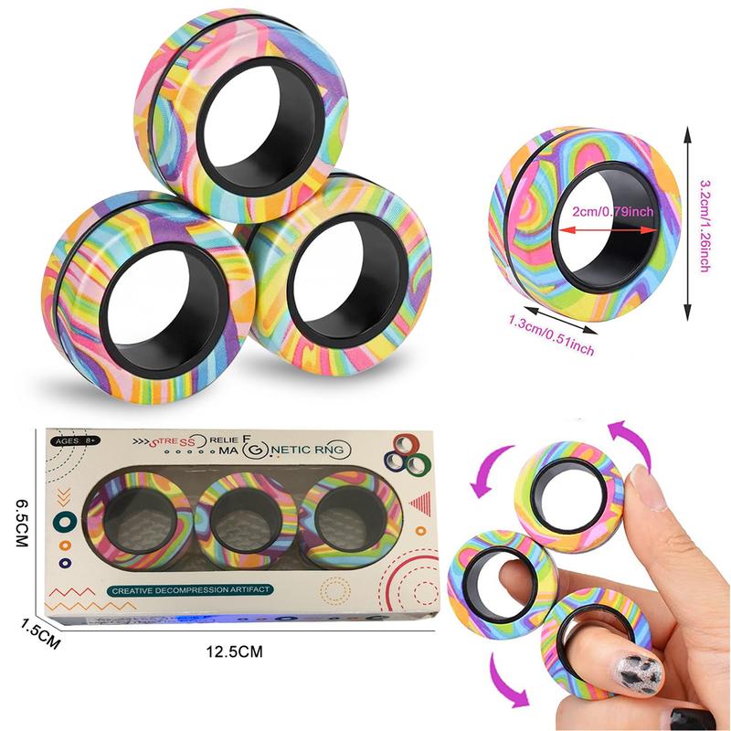 3PCS Rings Fidget Toy Set,Adult Fidget Spinner Rings for Anxiety Relief Therapy, Stocking Stuffers for Adults Men Teens, Gift for Boys Girls Kids