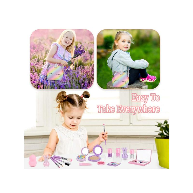 Kids Makeup Kit For Girl - Kids Washable Makeup Girls Toys With Unicorn Cosmetic Case, Real Girl Makeup Sets For Kid Children Christmas Birthday Gifts Toys