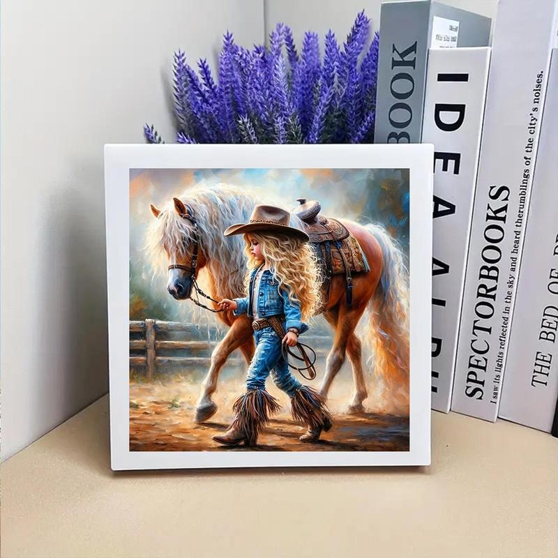 Girl & Horse Pattern DIY Diamond Arts Painting Without Frame, DIY Decorative Arts Picture For Beginner, Home Wall Craft Decoration