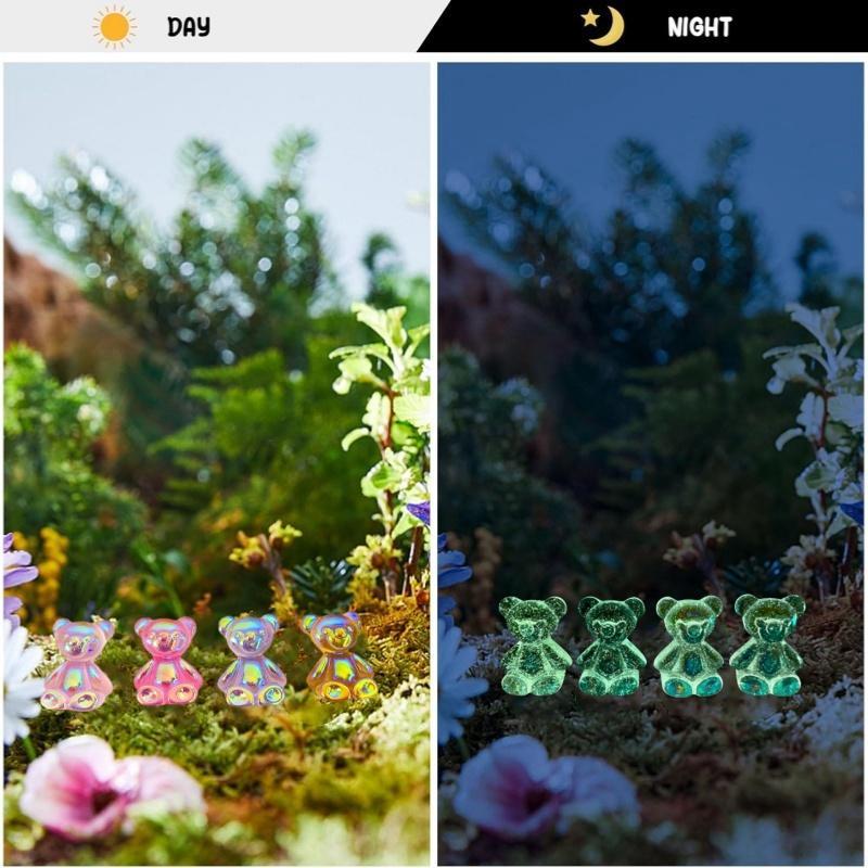 Luminous Bear Design Resin Ornament, 30 50pcs Cute Bear Decoration, DIY Decorative Accessories for Fish Tank & Car & Room