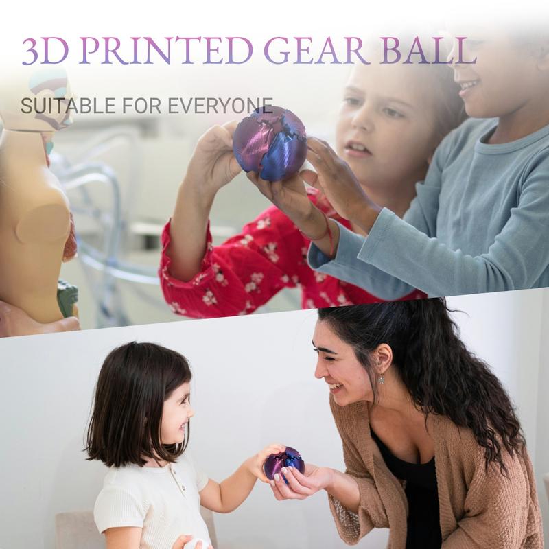 3D Printed Gear Ball, Gear Sphere Fidget Toy Stress Relief Toy for ADHD, Anxiety Relaxing Toy for Adults at work study travel 3d  gear