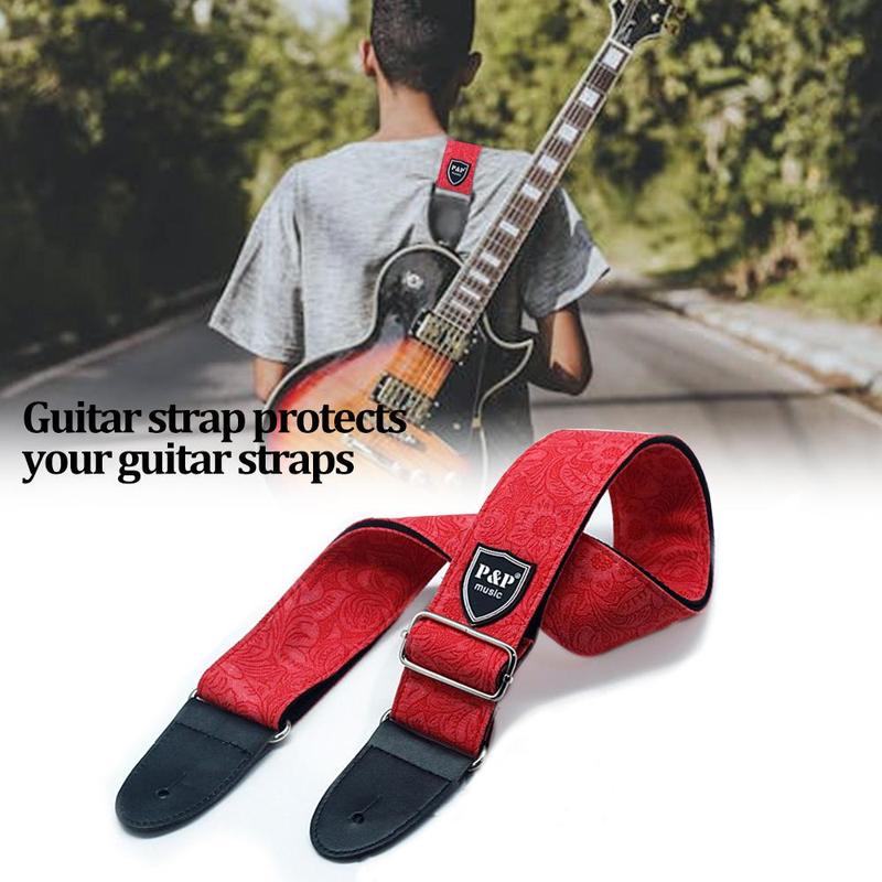 Adjustable Embroidered Guitar Strap, 1 Count Vintage Guitar Strap, Guitar Accessories for Electric Acoustic Wooden Guitar Bass