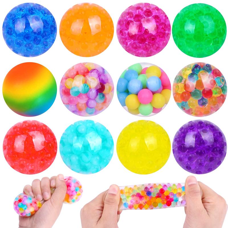 12Pack Mini Stress Balls, Colorful Squeeze Balls 1.6 Inch Fidget Toys for Kids Party Favors