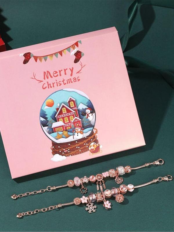 Christmas Themed Diy Jewelry Making Kit, Flowers & Rhinestones & Heart Charm for Bracelet & Earrings Making, Diy Jewelry Making Kit for Women & Girls