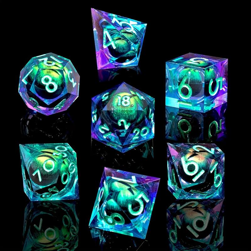 Dice Set, 7 Counts set Clear Resin Dice, Polyhedral & RPG Dice, Game Dice for D&D and Fantasy Games, Perfect Gift for D&D Enthusiasts