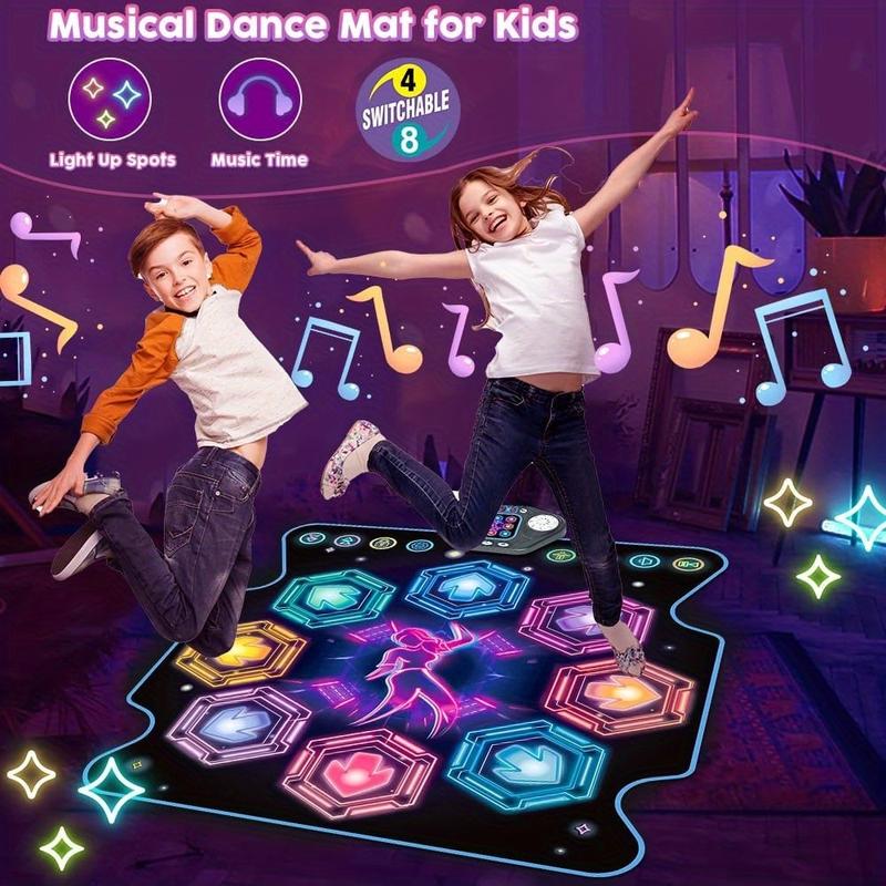 VATOS Dance Mat Toys for Kids - Electronic Dance Pad Music Toy with 8 LED Keys for Kids Ages 4-8, Sensory Outdoor Games Party Favors, Cool Birthday Gifts for 3-12+ Year Old Girls Boys Teens