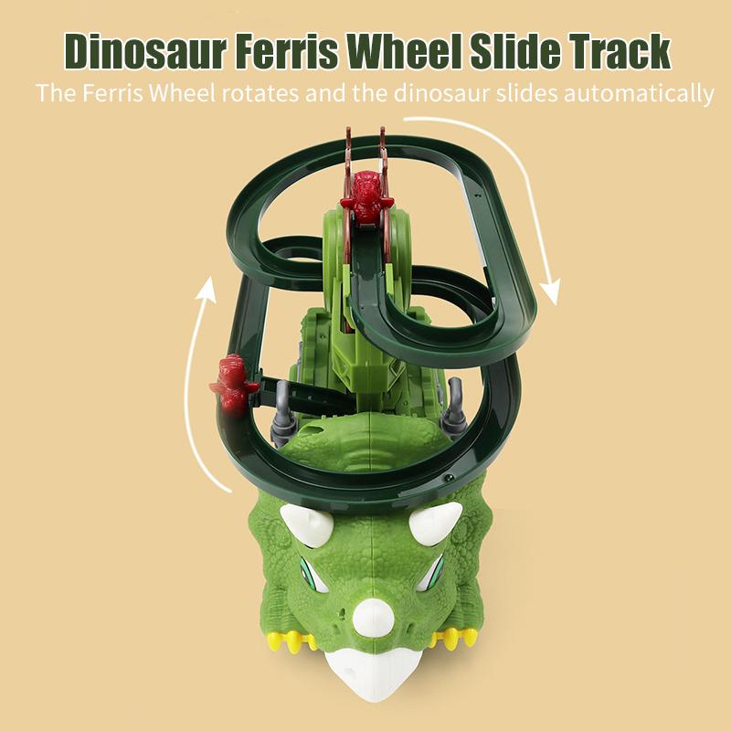 Stair Climbing Dinosaur Track Toy Car Triceratops Sliding Universal Rotating Car Electric Toy