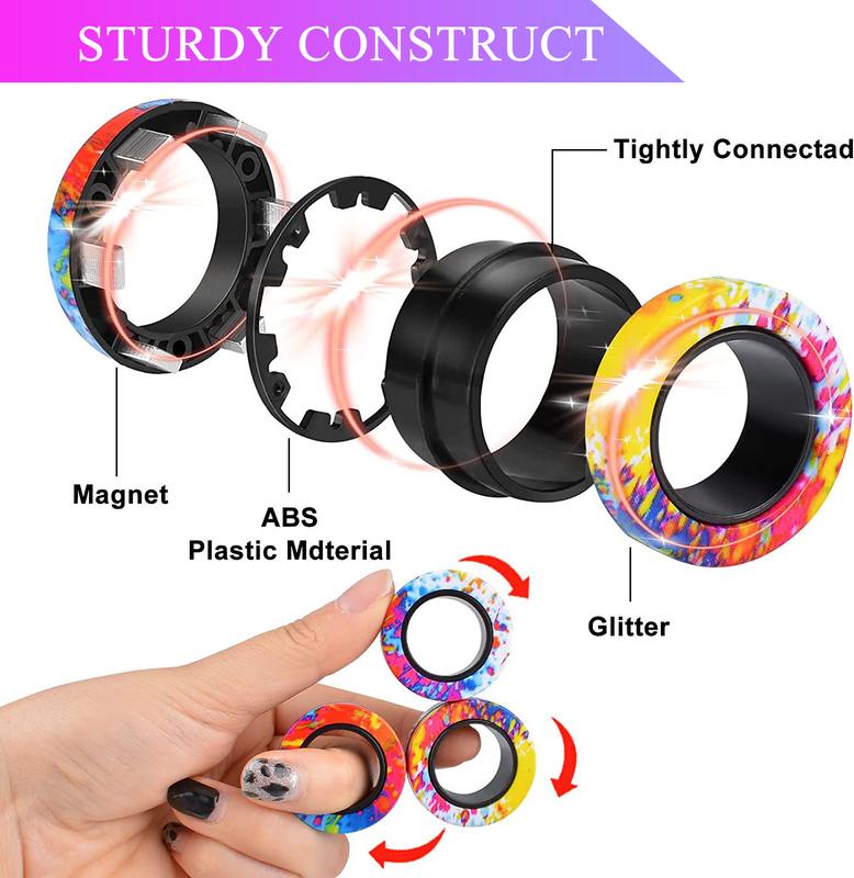 3PCS Rings Fidget Toy Set,Adult Fidget Spinner Rings for Anxiety Relief Therapy, Stocking Stuffers for Adults Men Teens, Gift for Boys Girls Kids