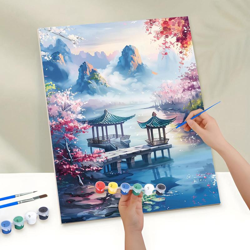 Landscape Pattern DIY Painting By Numbers Kit without Frame, 1 Set DIY Paint By Numbers Kit, DIY Wall Art Painting for Home Bedroom Living Room Decor