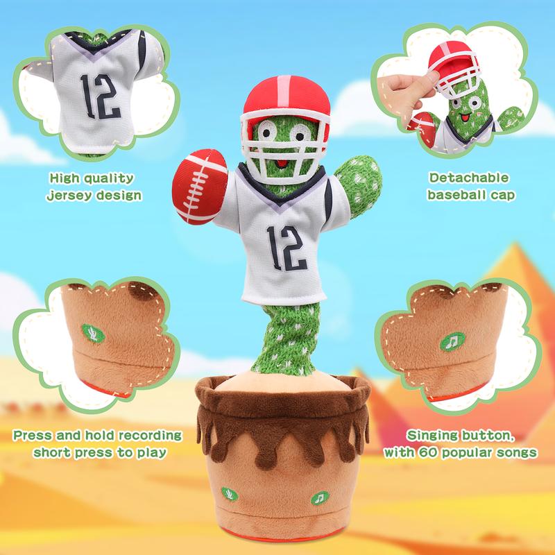 MIAODAM NFL 2024 Talking Cactus Toy for Dog and Cat, Dancing Singing Toy, Repeats & Recording, Birthday Day Gift, Prank Toy, Tricky Toy A4