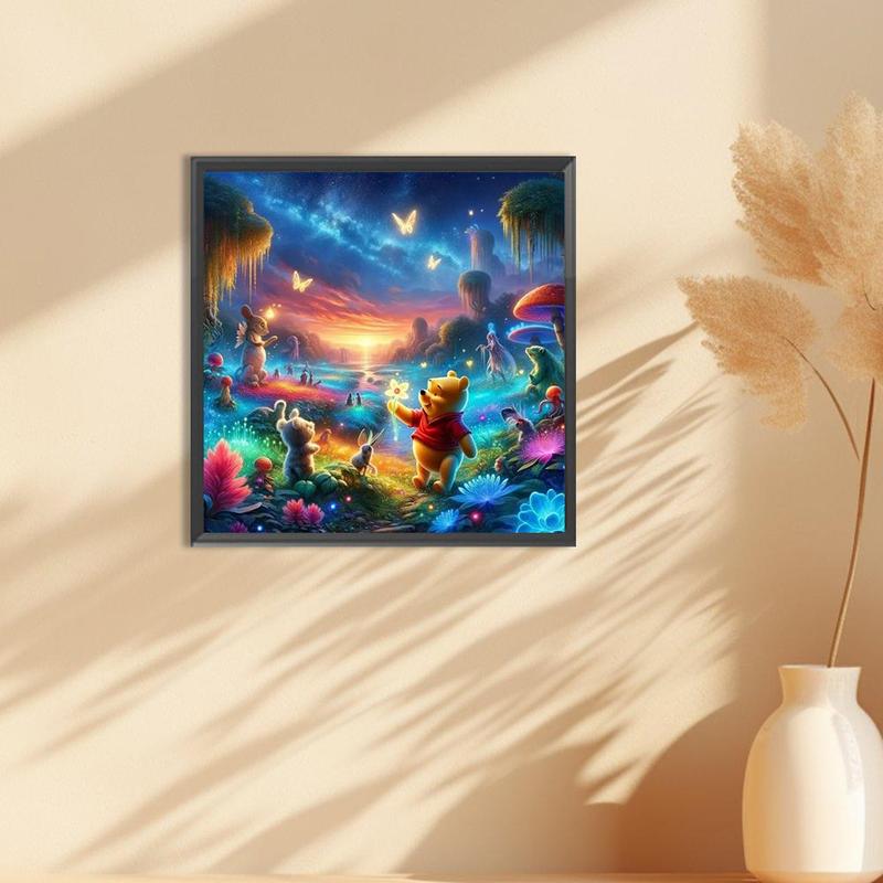 Disney Winnie The Pooh Pattern DIY Diamond Arts Colorful Painting Kit without Frame, 1 Set DIY 5D Diamond Arts Colorful Painting for Bedroom Wall Decor