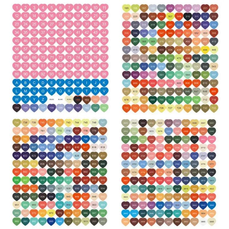 Diamond Arts Colorful Painting Number Sticker, Round & Heart Shaped Mark Sticker, DIY Diamond Arts Colorful Painting Supplies