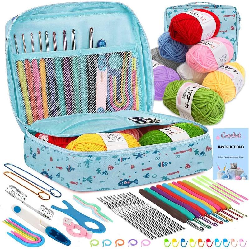 65 count Crochet Kit for Beginners,Crochet Kit for Beginners Adults,Crochet Beginners Kit with 8 Colors Crochet Yarn and Crocheting Accessories Set,Crochet Starter Kit for Beginners